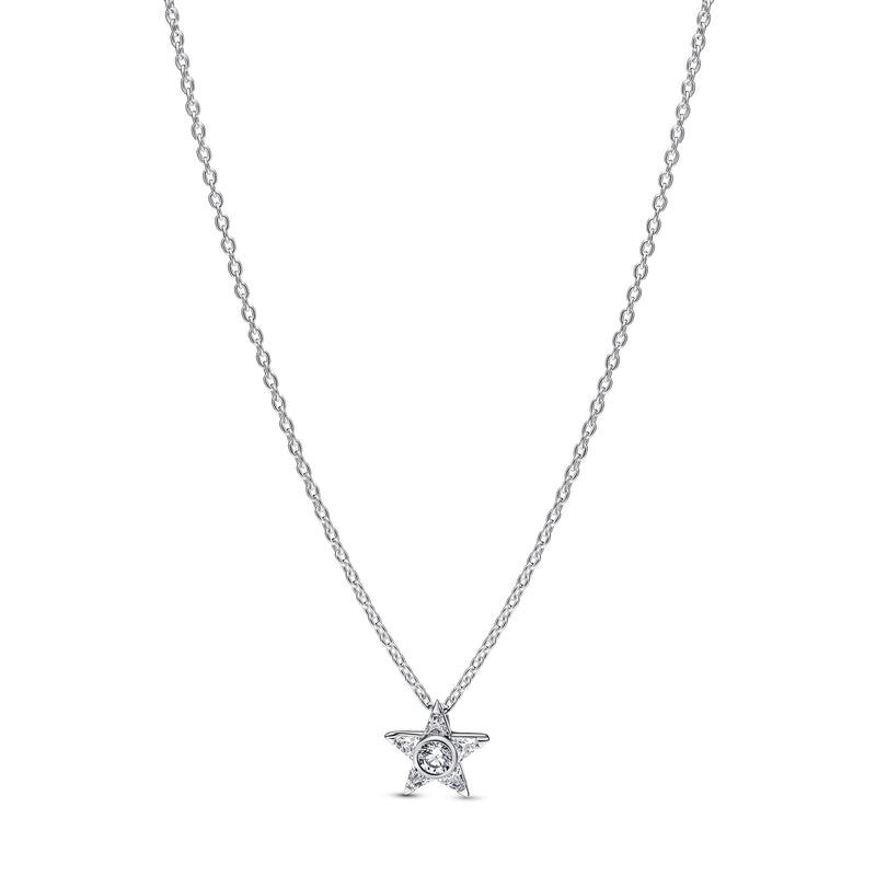 Star Pendant Necklace with Cubic Zirconia - Sterling Silver