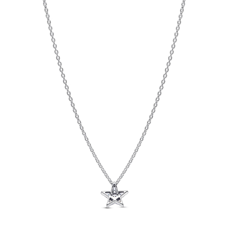 Star Pendant Necklace with Cubic Zirconia - Sterling Silver