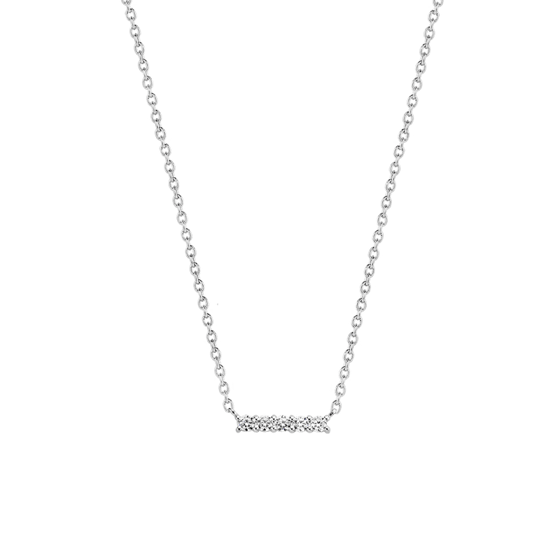 Milano CZ Bar Necklace - Silver - 3979ZI/42