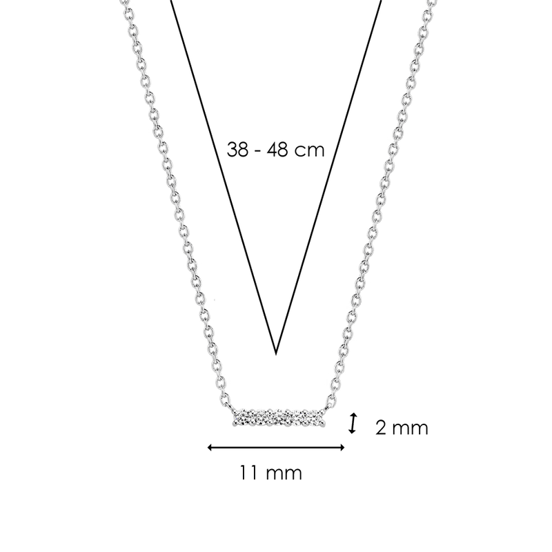 Milano CZ Bar Necklace - Silver - 3979ZI/42