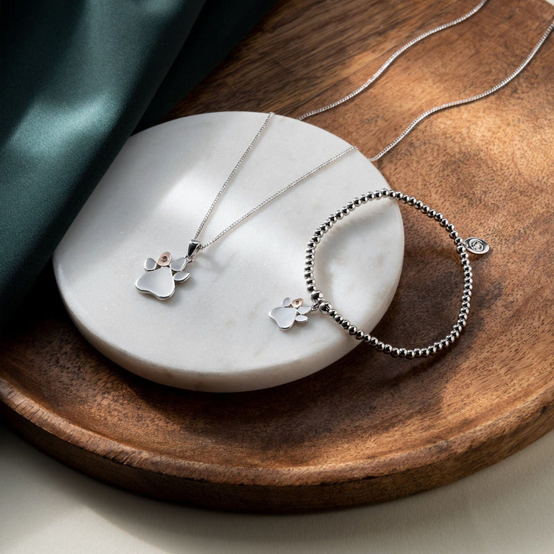 Paw Prints On My Heart Affinity Bracelet - Silver - 3SAFF0224