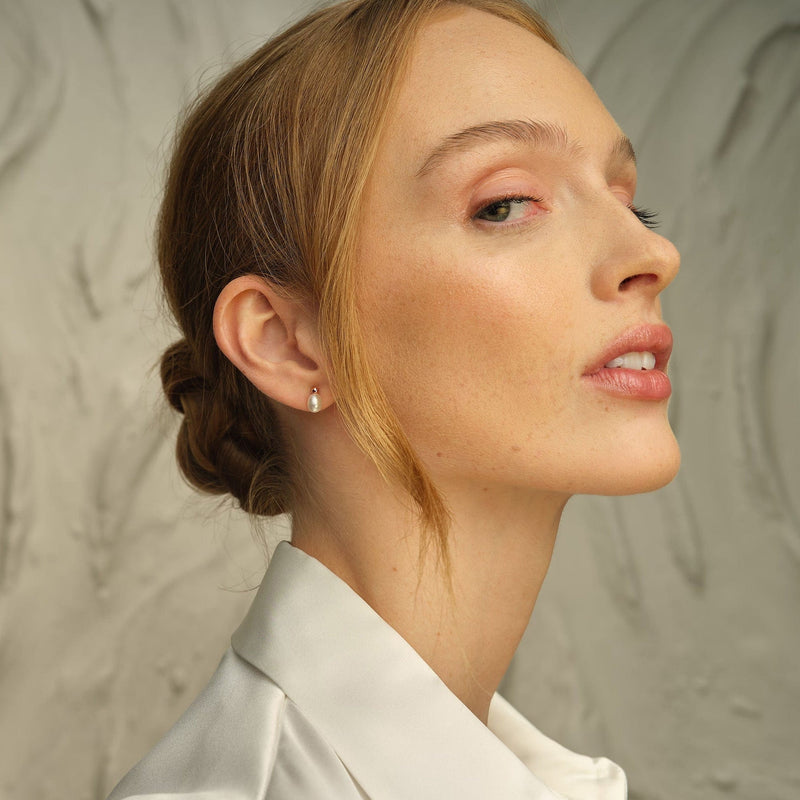 Nature's Wonder Beachcomber Pearl Stud Earrings - Silver/Rose - 3SBCH0632