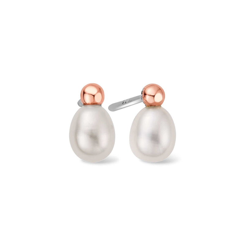 Nature's Wonder Beachcomber Pearl Stud Earrings - Silver/Rose - 3SBCH0632