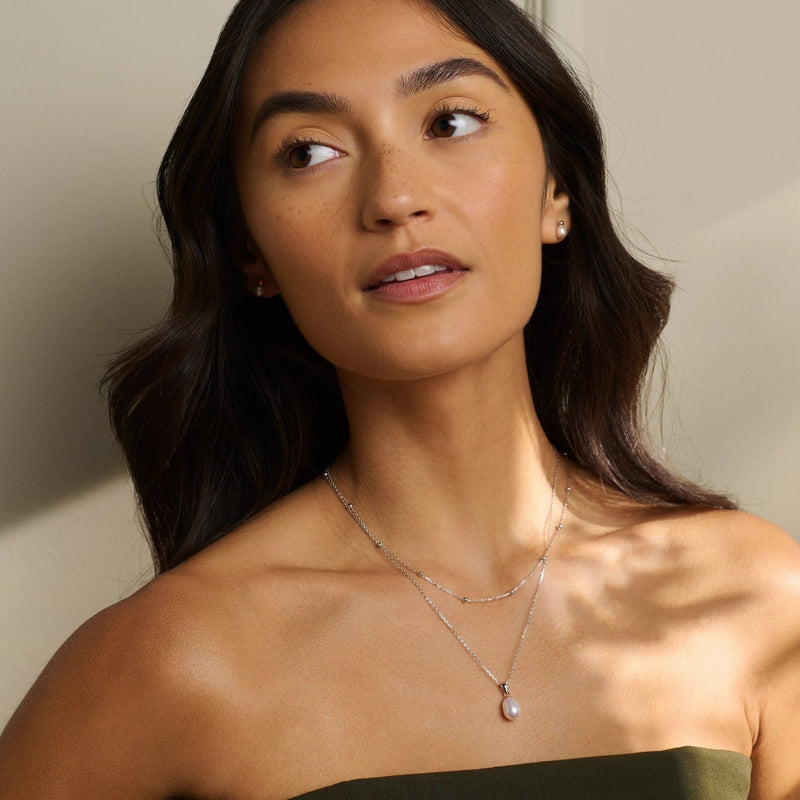 Nature's Wonder Beachcomber Layered Pearl Necklace - Silver - 3SBCH829