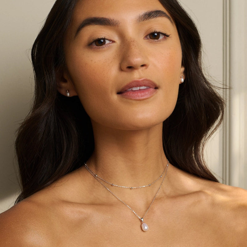 Nature's Wonder Beachcomber Layered Pearl Necklace - Silver - 3SBCH829