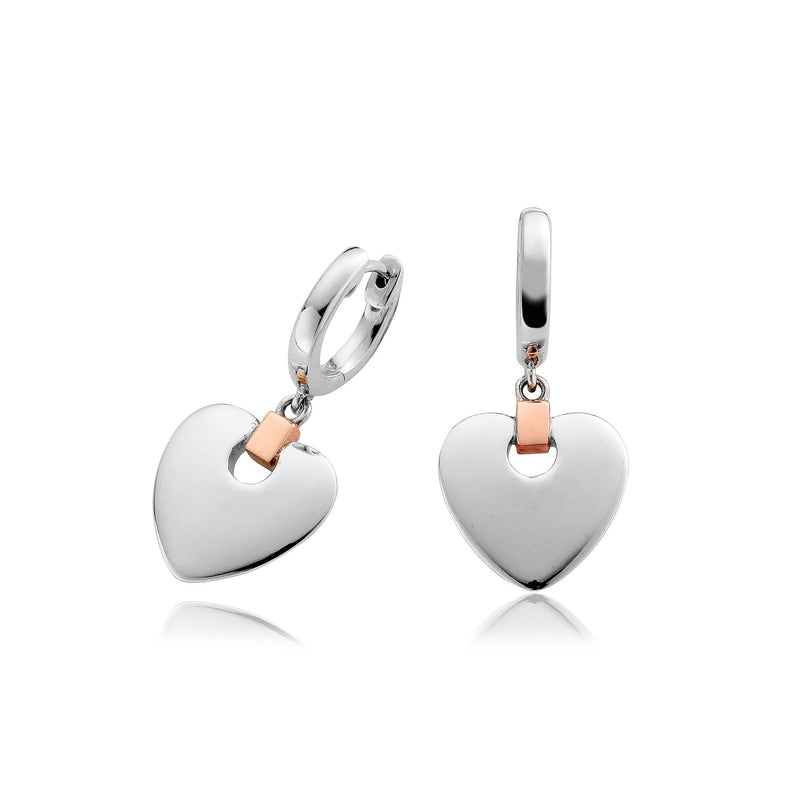 Cariad Heart Drop Earrings - Silver/Rose - 3SCDE010