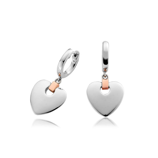 Cariad Heart Drop Earrings - Silver/Rose - 3SCDE010