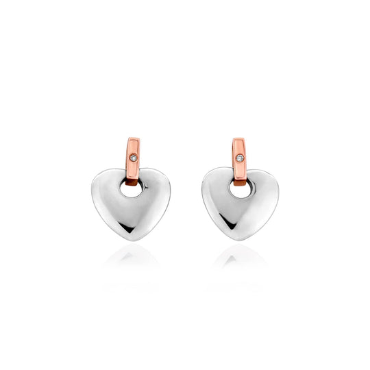 Cariad Earrings with Diamonds - Silver/Rose - 3SCE010
