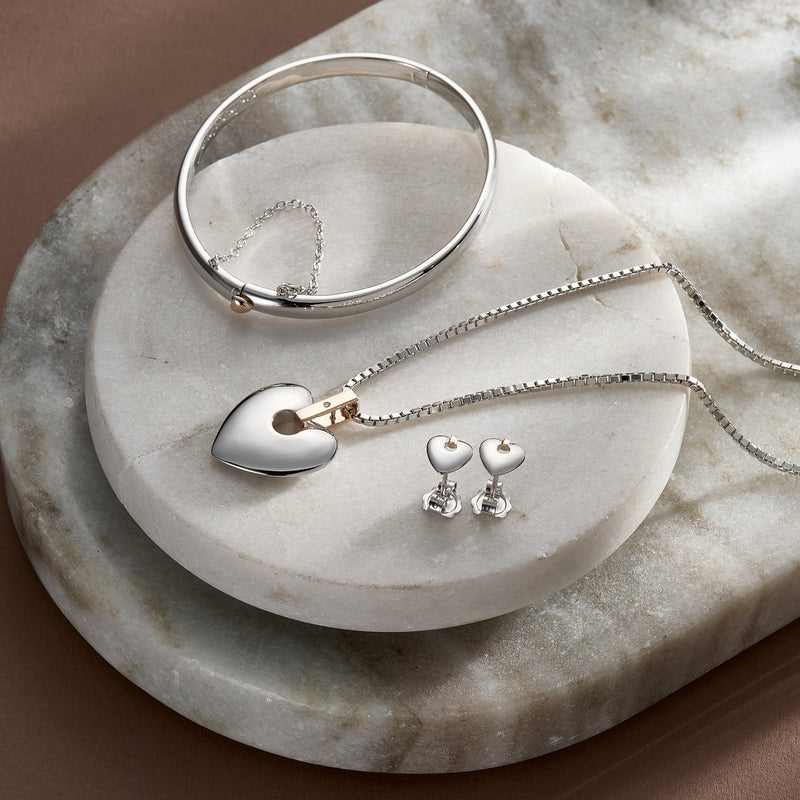 Cariad Stud Earrings - Silver & Rose Gold - 3SCE012