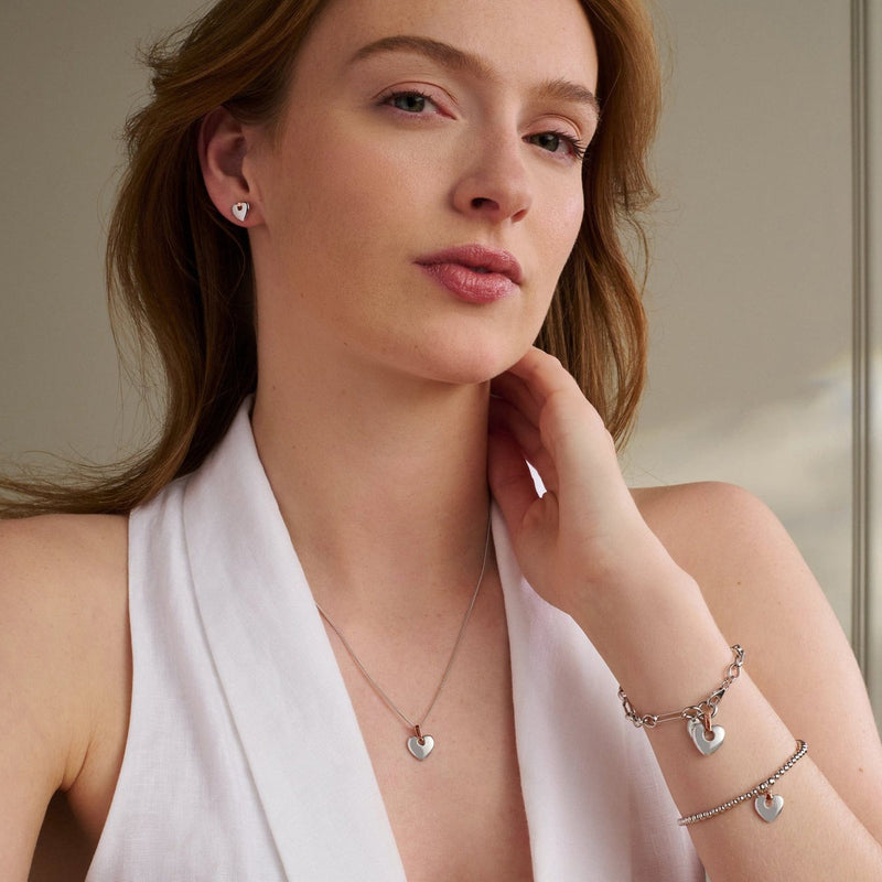 Cariad Stud Earrings - Silver & Rose Gold - 3SCE012