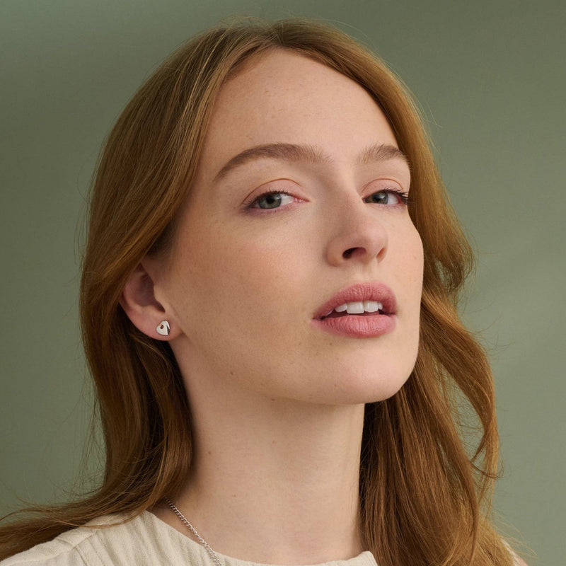 Cariad Stud Earrings - Silver & Rose Gold - 3SCE012