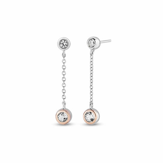 Celebration Drop Chain Topaz Earrings - Silver- 3SCEL846
