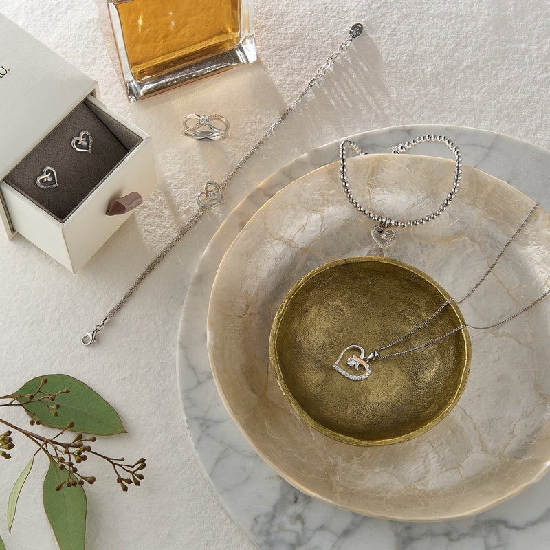 Forever Yours Kiss Heart Pendant - Silver/Rose - 3SCGKP