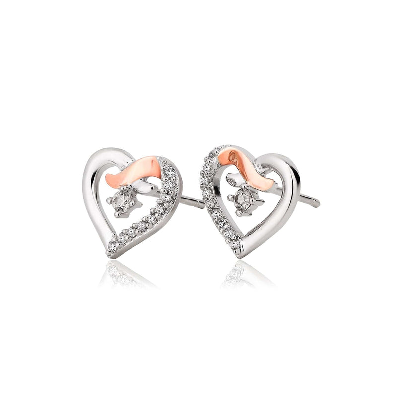 Forever Yours Kiss Stud Earrings - Silver/Rose - 3SCGKSE