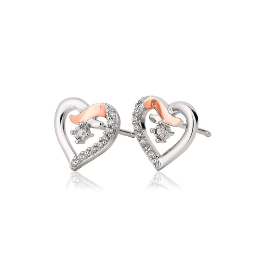 Forever Yours Kiss Stud Earrings - Silver/Rose - 3SCGKSE