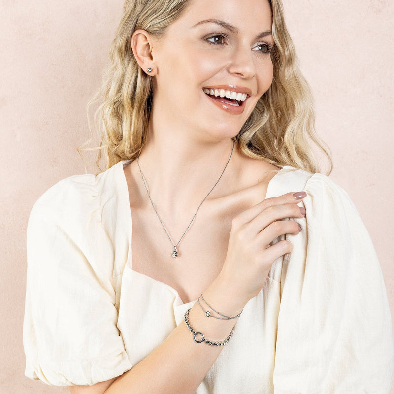 Celebration Double Chain Bracelet - Silver/Rose - 3SCLC0061