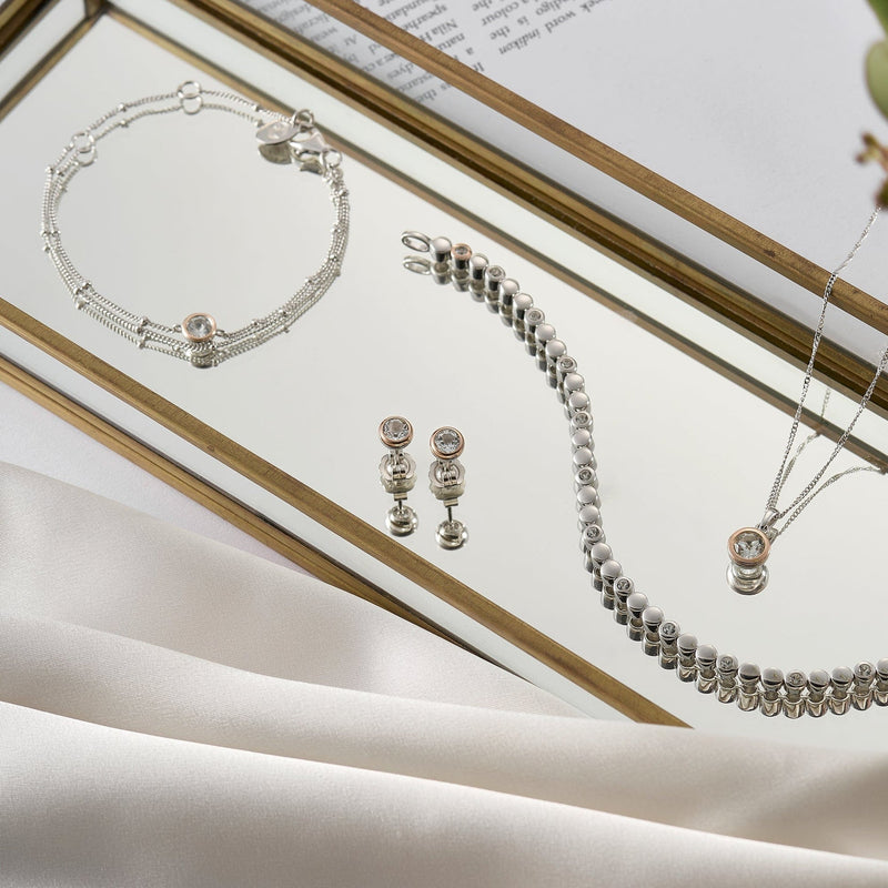 Celebration Double Chain Bracelet - Silver/Rose - 3SCLC0061