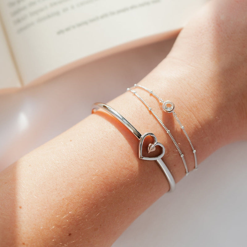 Celebration Double Chain Bracelet - Silver/Rose - 3SCLC0061