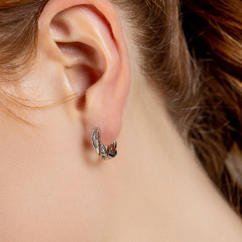 Eternal Love Weave Creole Earrings - Silver/Rose - 3SCMGLCE