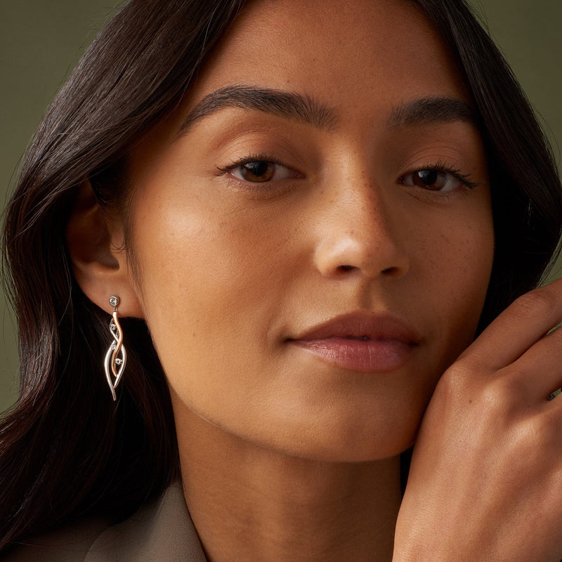 Swallow Falls Drop Earrings - Silver/Rose - 3SCTWIE