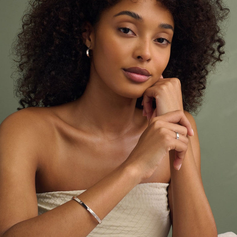 Insignia Slim Half-Hoop Earrings - Silver - 3SINS850