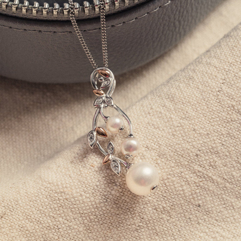 Lily of the Valley Pearl Pendant - Silver/Rose - 3SLYV0296