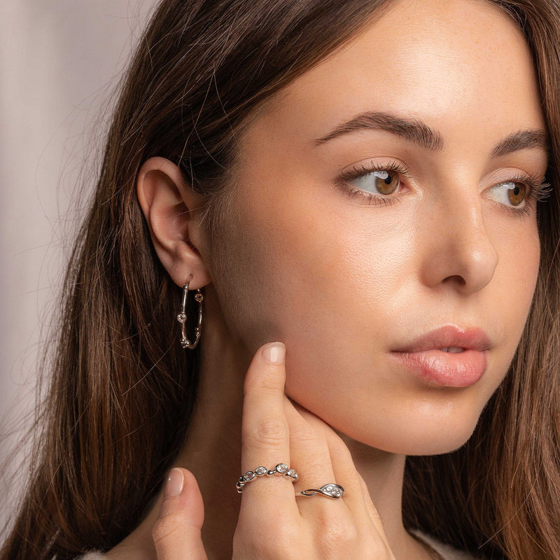 Celebration Half Hoop Earrings - Silver/Rose - 3SMHHE1