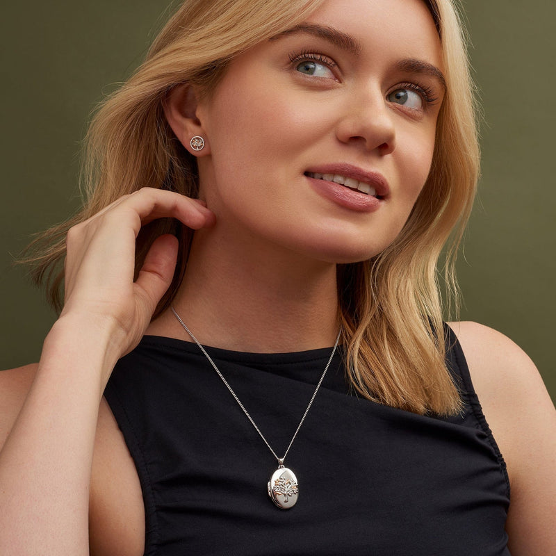 Tree Of Life Stud Earrings - Silver - 3SNTLCSE