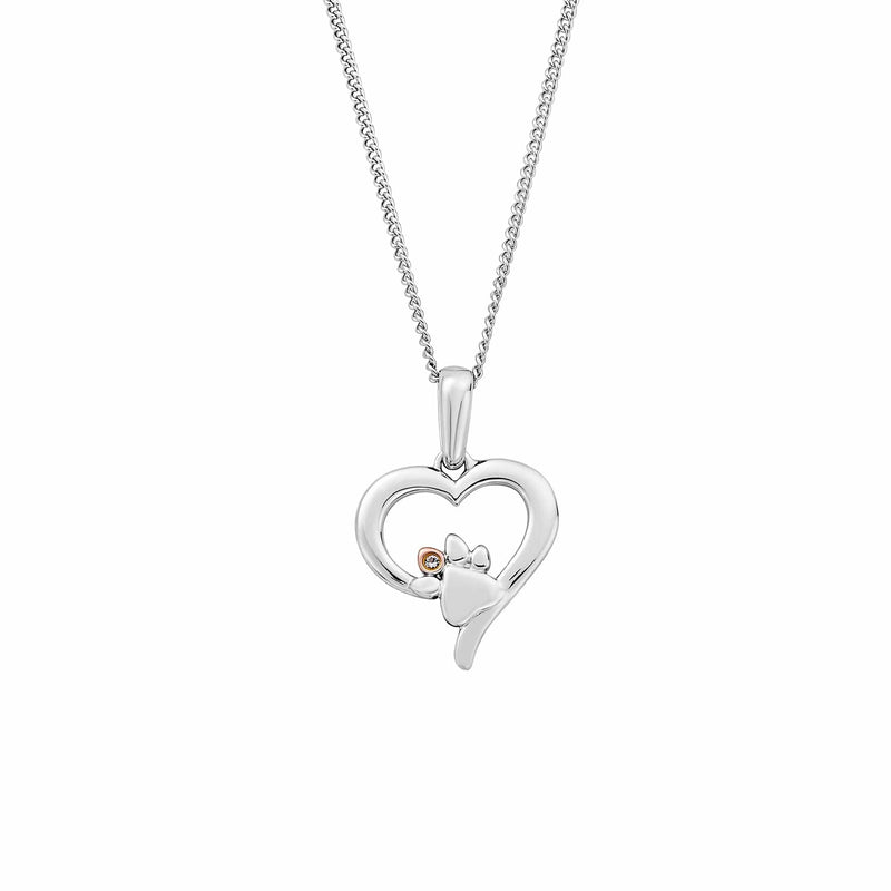 Paw Prints Topaz Heart Pendant - Silver- 3SPMH769