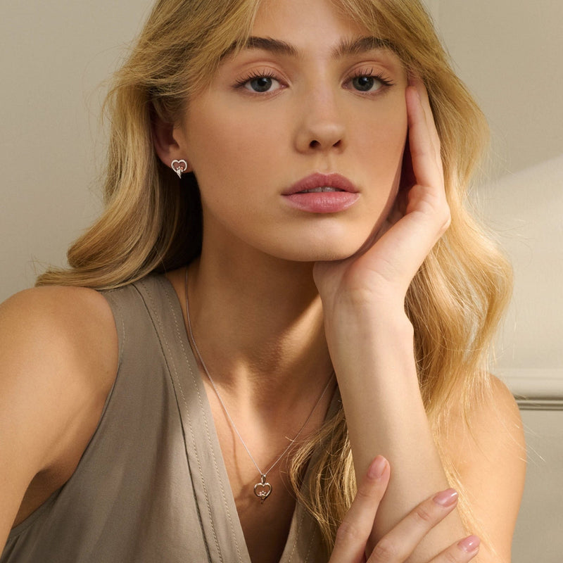 Paw Prints Topaz Heart Pendant - Silver- 3SPMH769