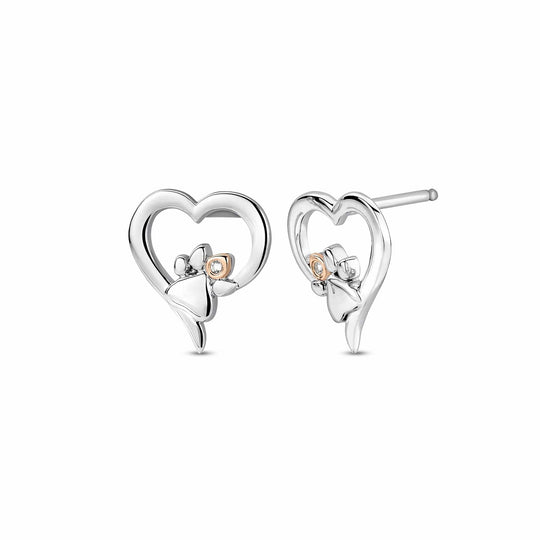 Paw Prints Topaz Heart Stud Earrings- Silver- 3SPMH854