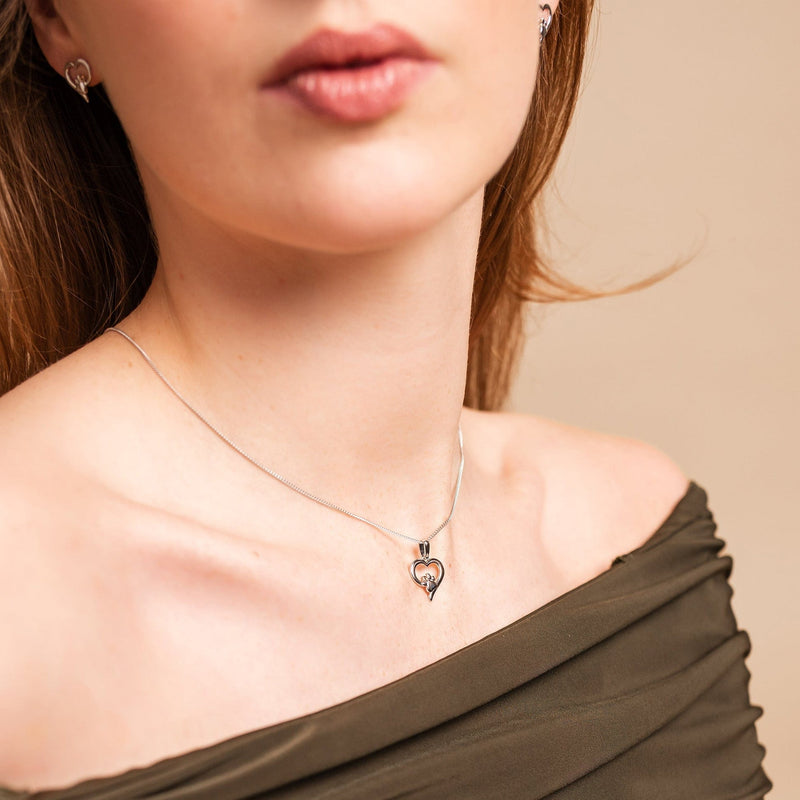 Paw Prints Topaz Heart Pendant - Silver- 3SPMH769