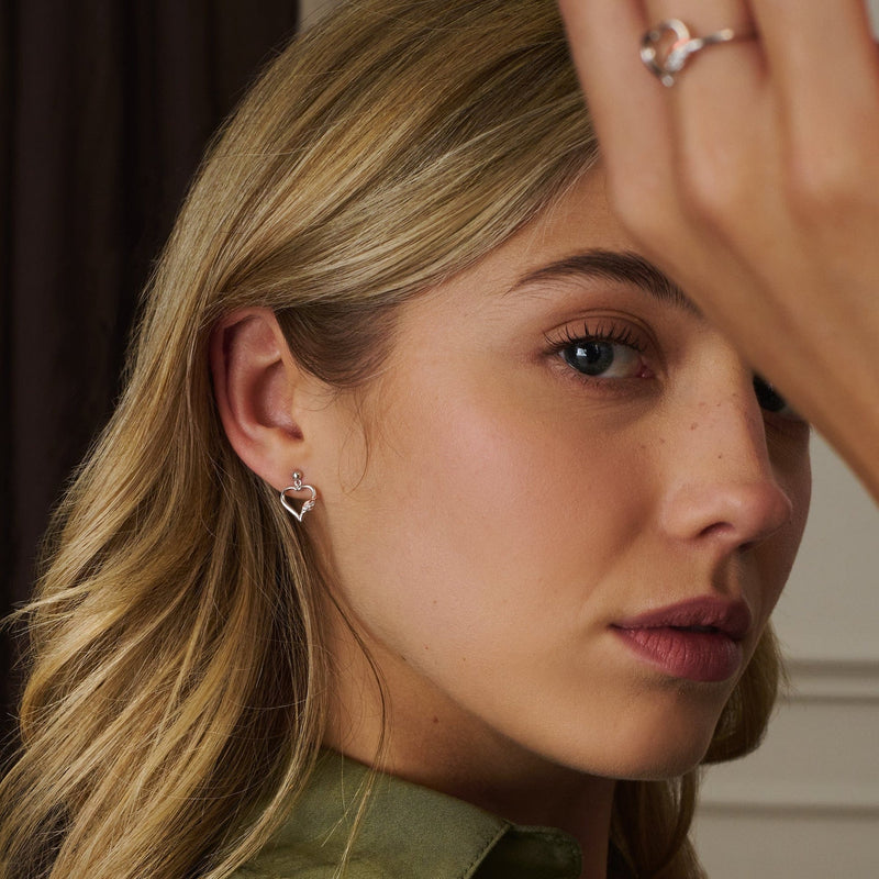 Past Present Future Topaz Heart Earrings - Silver - 3SPPF0800