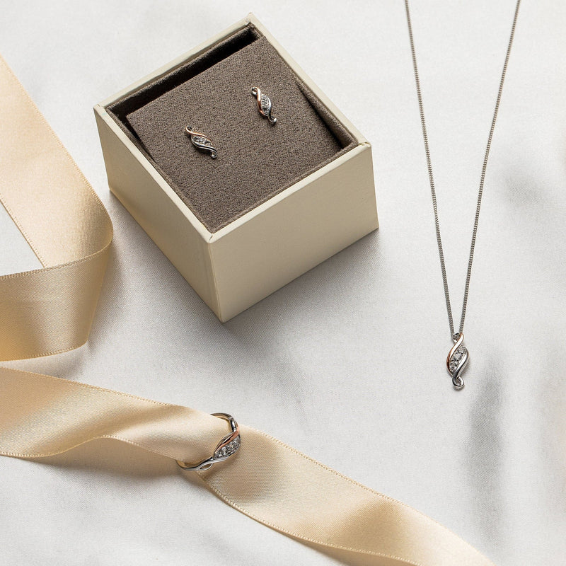 Past Present Future Stud Earrings - Silver/Rose Gold - 3SPPFE