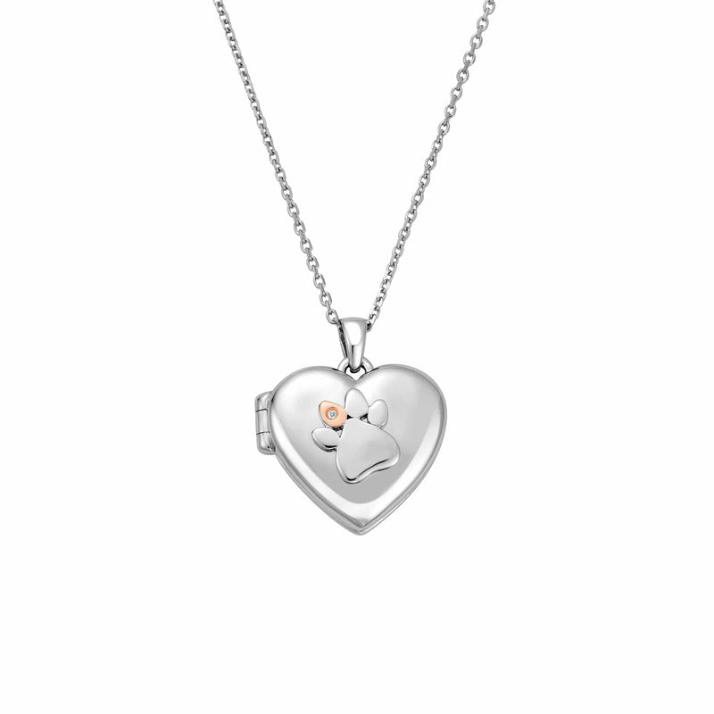 Paw Prints On My Heart Locket - Silver/Rose - 3SPWP0617