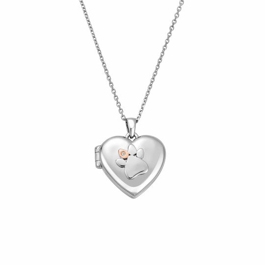 Paw Prints On My Heart Locket - Silver/Rose - 3SPWP0617