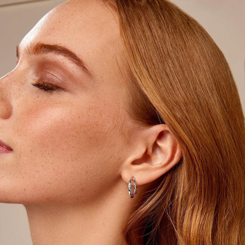 Ripples Half Hoop Earrings - Silver/Rose - 3SRPP0205