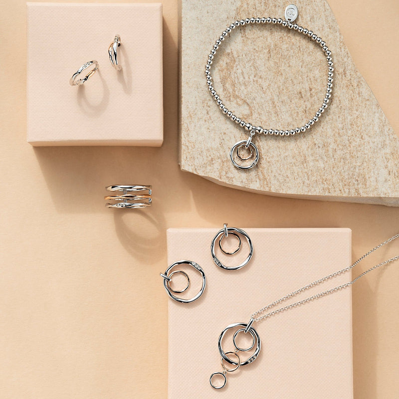 Ripples Half Hoop Earrings - Silver/Rose - 3SRPP0205