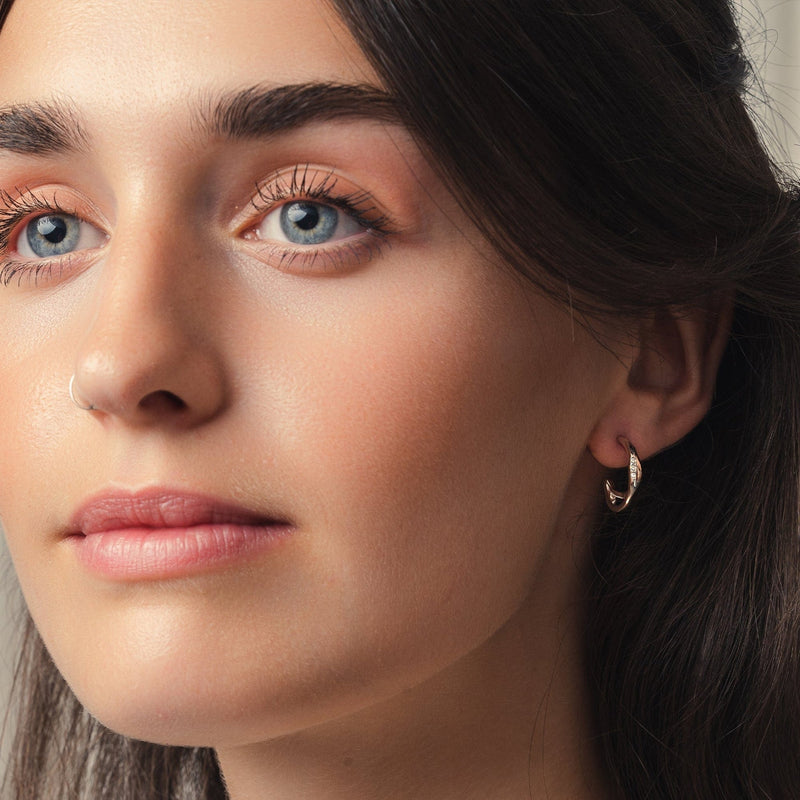 Ripples Half Hoop Earrings - Silver/Rose - 3SRPP0205