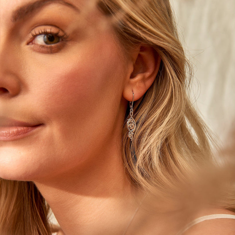 Pistyll Rhaeadr Drop Earrings - Silver/Rose - 3SSWF0343