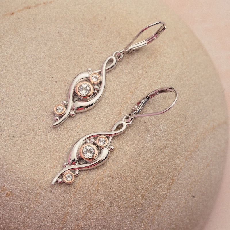 Pistyll Rhaeadr Drop Earrings - Silver/Rose - 3SSWF0343
