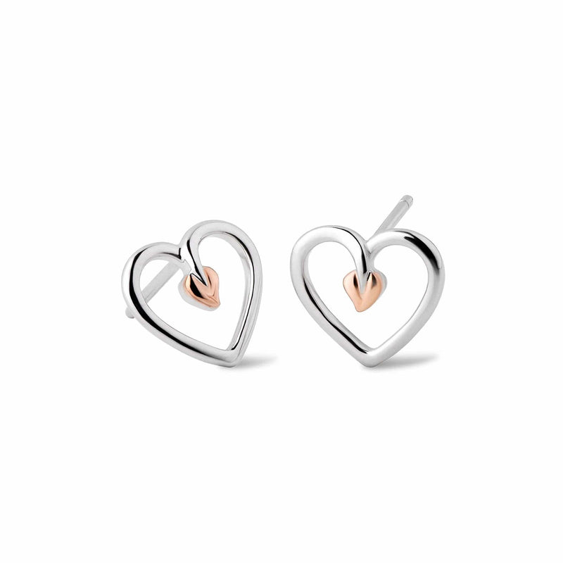 Tree Of Life Heart Stud Earrings - Silver/Rose - 3STLHE7