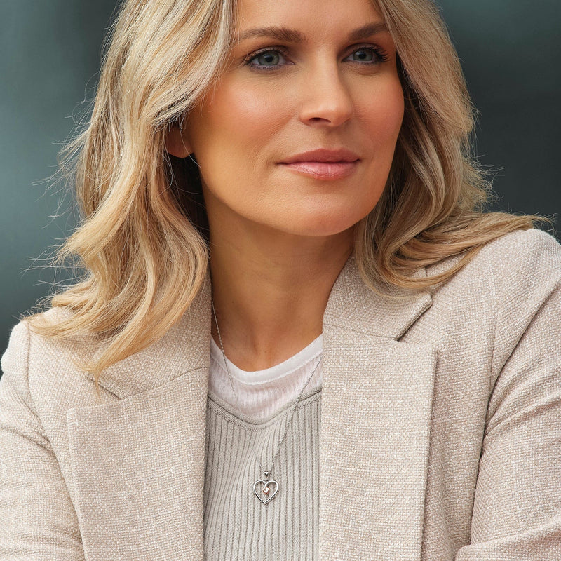 Tree Of Life Heart Pendant - Silver/Rose - 3STLHP7