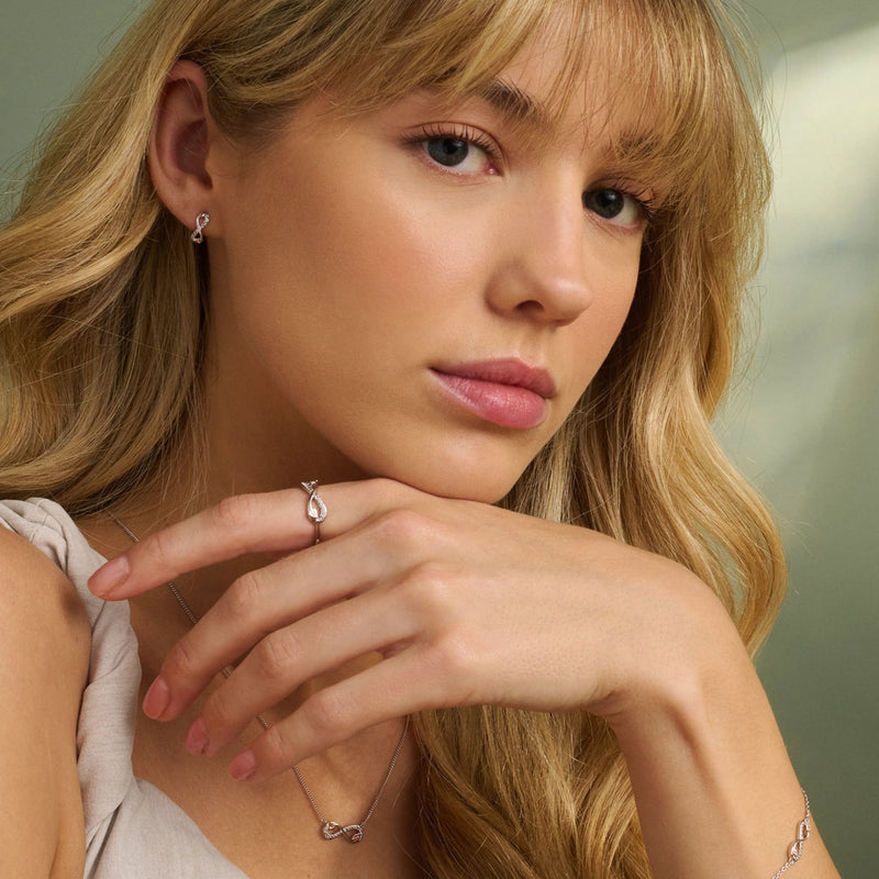 Tree Of Life Infinity Topaz Stud Earrings - Silver - 3STOL853