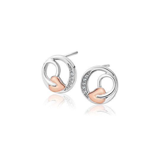 Tree Of Life Vine Stud Earrings - Silver/Rose - 3STOLCDE