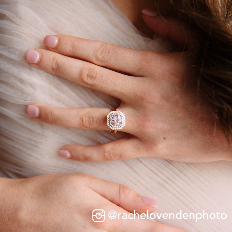 Brilliant Cut Morganite & Diamond Ring - 18ct Rose Gold