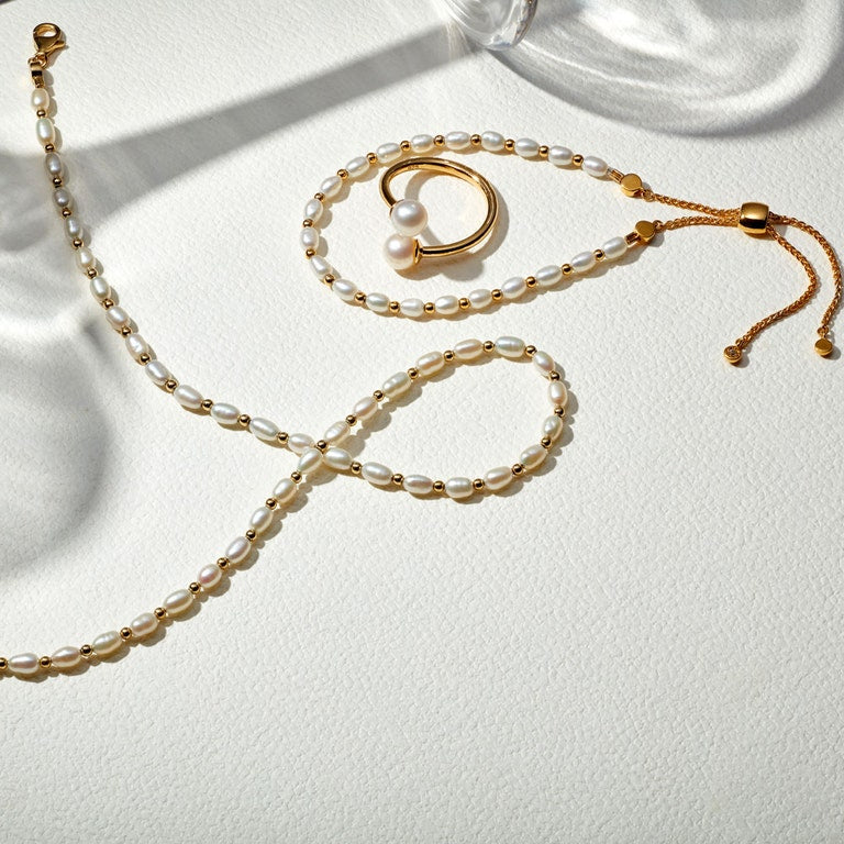 Stilla White Pearl Choker - Gold - 40049YWTN