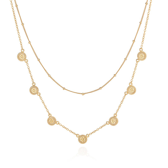 Double Chain Necklace - Gold - 4047N-GLD