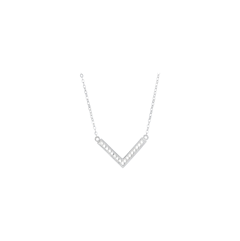Small V Necklace - Silver