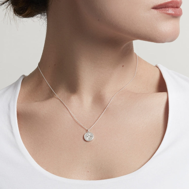 Celestial Compass Pendant Necklace - Silver - 42061SNON